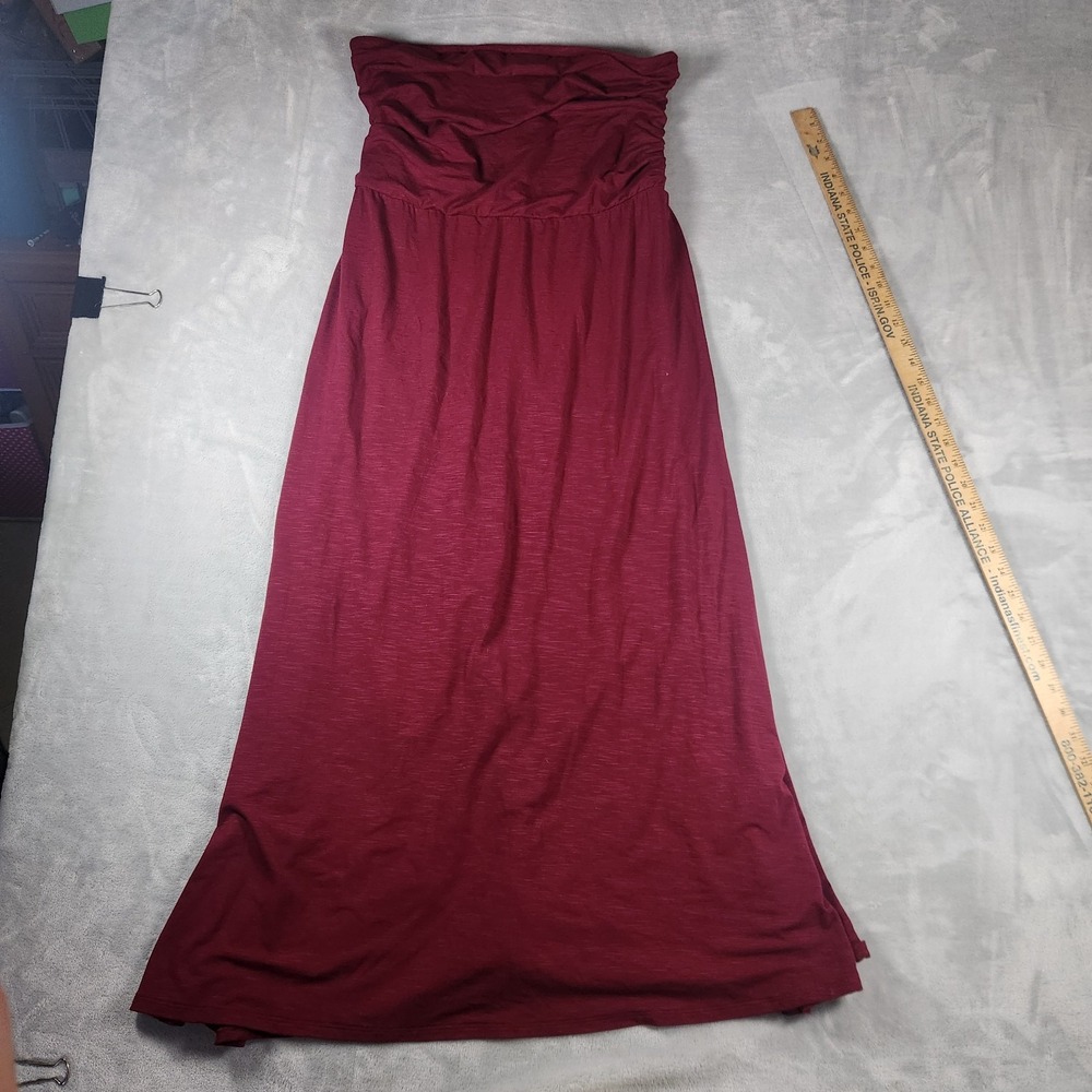 J. Jill Burgundy Wine Red Strapless Empire Waist Maxi Dress Size Small Bohemian